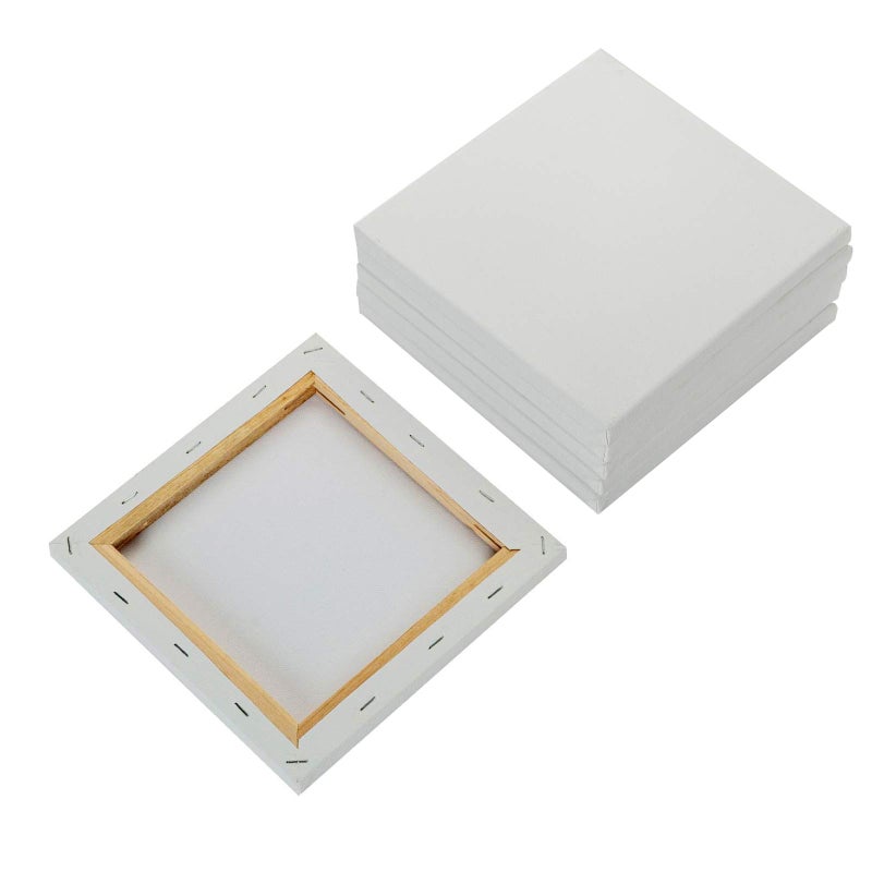 SL crafts Artist Stretched Canvas 8x8 Inch Stretched Blank Canvas Wooden Frame Pack of 6 - Image 1